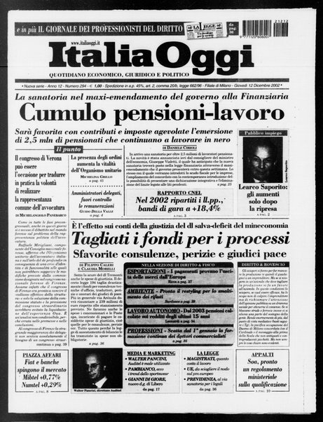 Italia oggi : quotidiano di economia finanza e politica